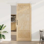 Porta Deslizante vidaXL com Conjunto de Ferragem 93x232 cm Madeira Sólida de Pinho