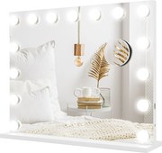 HOMCOM Espelho de maquiagem LED, 3 modos de luz, regulável, controle por toque, USB, 58x48cm, Branco | Aosom Portugal