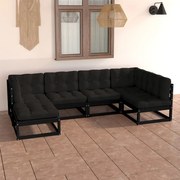 vidaXL 6 pcs conjunto lounge de jardim c/ almofadões pinho maciço