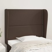 vidaXL Cabeceira cama c/ abas couro artif. 93x23x118/128 cm castanho