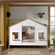 Cama Infantil BABS 90 Desenho Casa Branco/Natural