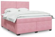 vidaXL Cama com molas/colchão 180x200 cm veludo rosa