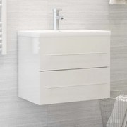 vidaXL Armário lavatório derivados de madeira branco brilhante