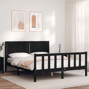 Estrutura de cama King Size com cabeceira madeira maciça preto