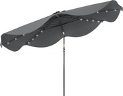 Outsunny Guarda Sol Jardim Ø292x248 cm Chapéu Sol Manivela Luzes LED Solares 8 Hastes Resistente Intempéries Cinza Escuro | Aosom Portugal