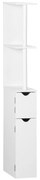 kleankin Coluna Casa de Banho com 2 Portas e 2 Prateleiras Armário Alto para Casa de Banho Estilo Moderno 15,2x29,8x118cm Branco | Aosom Portugal