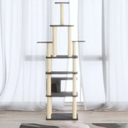 vidaXL Árvore p/ gatos c/ postes arranhadores sisal 183cm cinza-escuro