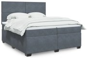 vidaXL Cama com molas/colchão 200x200 cm veludo cinzento-escuro