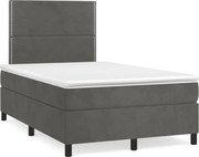 vidaXL Cama boxspring com colchão 120x190 cm veludo cinzento-escuro