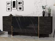 Aparador Veyron – Preto e Dourado, 180x46.6x75.5 cm – Design Moderno G