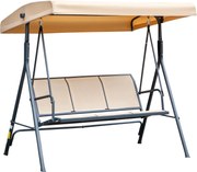 Outsunny Baloiço de Jardim Exterior de 3 Lugares com Toldo Reclinável Assento Respirável e Estrutura de Aço 175x118x159 cm Bege | Aosom Portugal