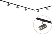Sistema de iluminação de trilho moderno preto com 5 focos 1-fase - Iconic Lloyd