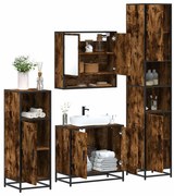 vidaXL 4pcs conjunto de móveis WC derivados de madeira carvalho fumado