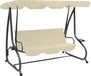 vidaXL Baloiço de jardim com toldo branco areia