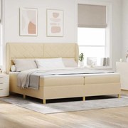Cama Box Creme vidaXL com Colchão 200x200 cm Tecido