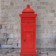 vidaXL Caixa correio coluna vintage alumínio inoxidável vermelho