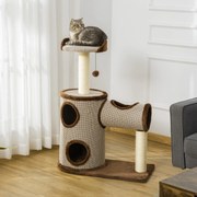 Árvore Arranhador para Gatos Médios Altura 104cm Torre de Escalada para Gatos com Barril Arranhador Plataforma Superior Túnel Poste de Sisal e Bola Su