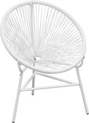 vidaXL Cadeira lua de fios para jardim vime PE branco