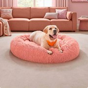 Cama de cão fofa redonda 120 x 20 cm lavável cor-de-rosa