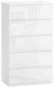 HOMCOM Cómoda para Quarto com 5 Gavetas Cómoda Madeira para Dormitório Quarto Branco Brilhante 55x33x80 cm | Aosom Portugal