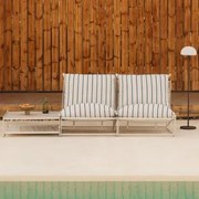 Conjunto De Jardim Amaro Com Sofá Modular De 2 Peças E Mesa Lateral Conversível Tapioca Bege - Azul- Marinho - Sklum