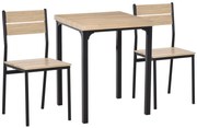 HOMCOM Conjunto Mesa e Cadeiras para 2 Pessoas Mesa de Cozinha Mesa de Jantar 3 Peças com 2 Cadeiras Encaixáveis Carvalho Claro | Aosom Portugal