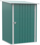 Outsunny Abrigo de Jardim de Aço Galvanizado com Porta Fechadura e Teto Inclinado 0,92 m² 100x103x160 cm Verde | Aosom Portugal