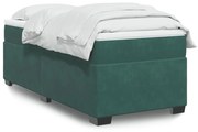 Cama com molas/colchão 90x190 cm veludo verde-escuro