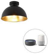 LED Candeeiro de teto inteligente preto com ouro 28 cm incl. Wifi A60 - Magnax Industrial