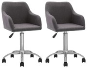 vidaXL Cadeiras de jantar giratórias 2 pcs tecido cinzento-acastanhado