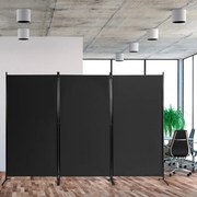 Tela de Privacidade Dobrável de 3 Painéis para Casa Escritório Casa de Banho 260 x 183 cm Preto