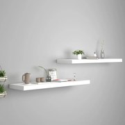 vidaXL Prateleiras parede suspensas 2 pcs 90x23,5x3,8cm MDF branco