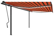 Toldo autom. c/ LED e sensor de vento 4,5x3,5m laranja/castanho