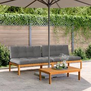 vidaXL Sofás centro paletes p/ jardim 2pcs c/ almofadões acácia maciça