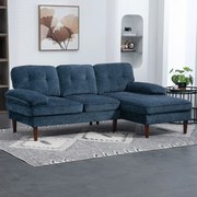 Sofá de Canto com Chaise Longue em Forma de L Estofado em Poliéster para Sala Capacidade 250 kg 215x142x88 cm Azul