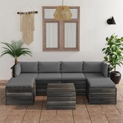 7 pcs conjunto lounge de paletes com almofadões pinho maciço