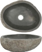 146212 vidaXL Lavatório de pedra do rio oval (29-38)x(24-31) cm