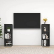 Móveis de TV 2 pcs 107x35x37 cm contraplacado cinza brilhante