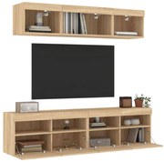 vidaXL 5pcs móveis parede p/ TV c/ LEDs deriv. madeira carvalho sonoma