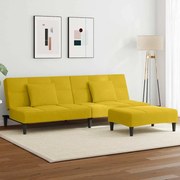 vidaXL Sofá-cama 2 lugares c/ apoio de pés veludo amarelo