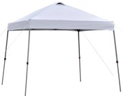 Outsunny Tenda Dobrável 3x3 Portátil de Jardim com Bolsa de Transporte com Rodas Aço para Exterior Festas Campismo Branco