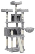 Arranjo para gatos com torre alta e zonas de descanso | FEANDREA | 55 x 55 x 172 cm | cinzento claro | PCT019W01.