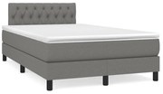 vidaXL Cama box spring c/ colchão e LED 120x190 cm tecido cinza-escuro