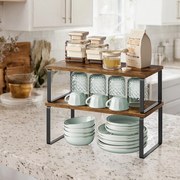 Conjunto de 2 prateleiras de cozinha, armazenamento de cozinha castanho-preto