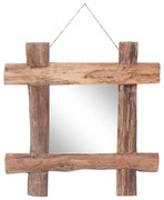 vidaXL Espelho de troncos 50x50 cm madeira de teca reciclada natural