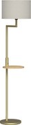 HOMCOM Candeeiro de Pé com Mesa Auxiliar Lâmpada E27 Máx. 40W Ecrã de Linho Interruptor de Corrente e Carregador USB Ø40x170 cm Dourado | Aosom Portugal
