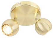 Foco redondo retro em latão com placa de teto 2 luzes - Gissi Moderno