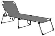 vidaXL Espreguiçadeira dobrável extra alta para idosos alumínio cinza