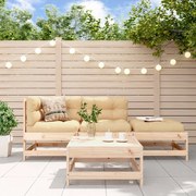4 pcs conjunto lounge de jardim madeira de pinho maciça