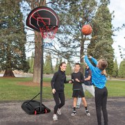 Cesto de basquetebol portátil ajustável em altura 1,7-2,3 m com base e 2 rodas para adultos e crianças preto